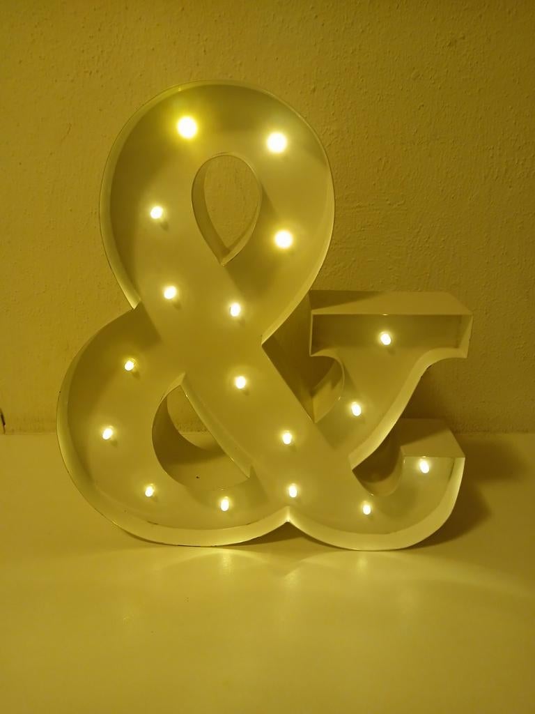 Decoratieve '&' Marquee Licht - Wit, Ophalen of Verzenden, Gebruikt, Vintage, Modern, Decoratief