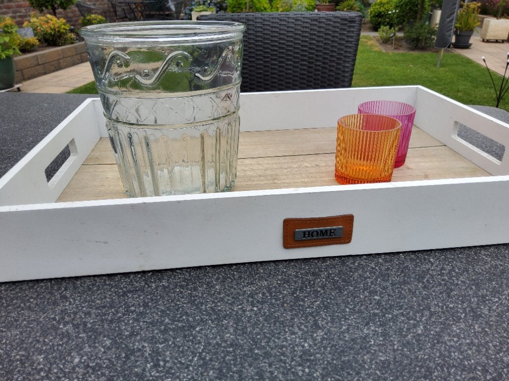 Dienblad met accessoires, Huis en Inrichting, Woonaccessoires | Dienbladen, Ophalen, Gebruikt, Met opstaande rand, Dienblad