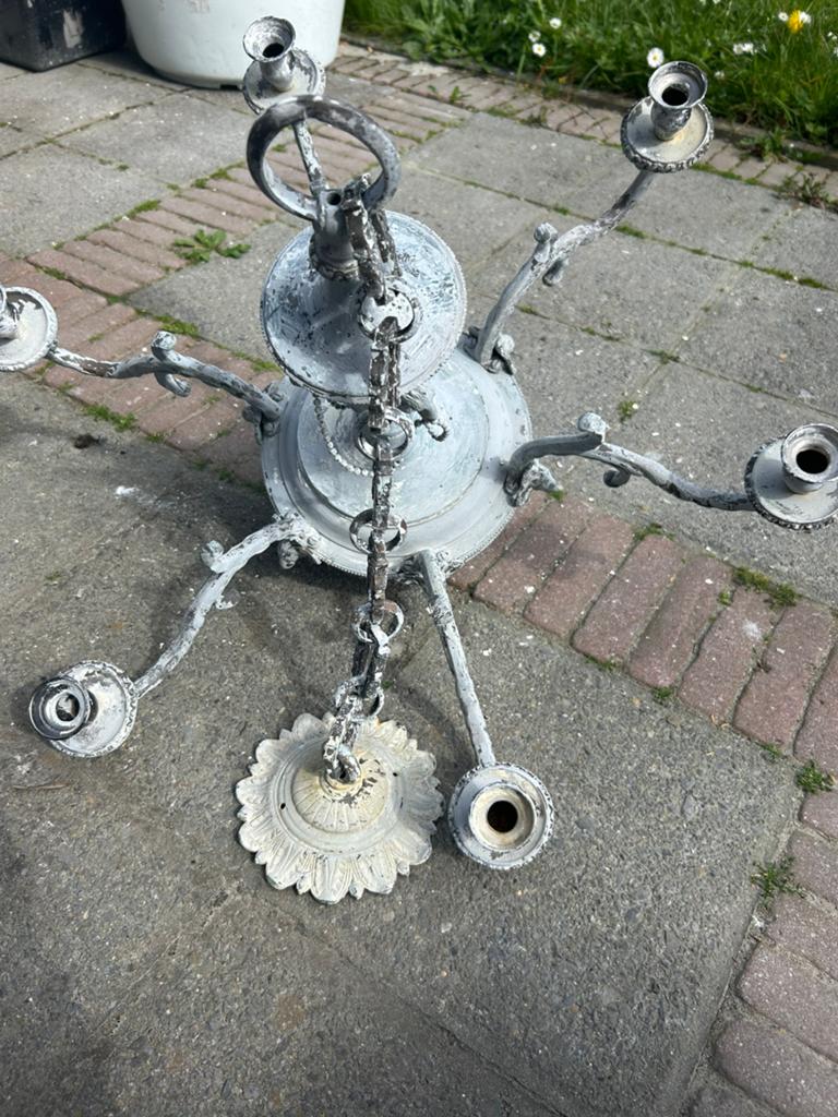 Te koop oude baardman lamp op kaarsen oude  lamp, Huis en Inrichting, Lampen | Kroonluchters, Ophalen, Gebruikt, Overige materialen