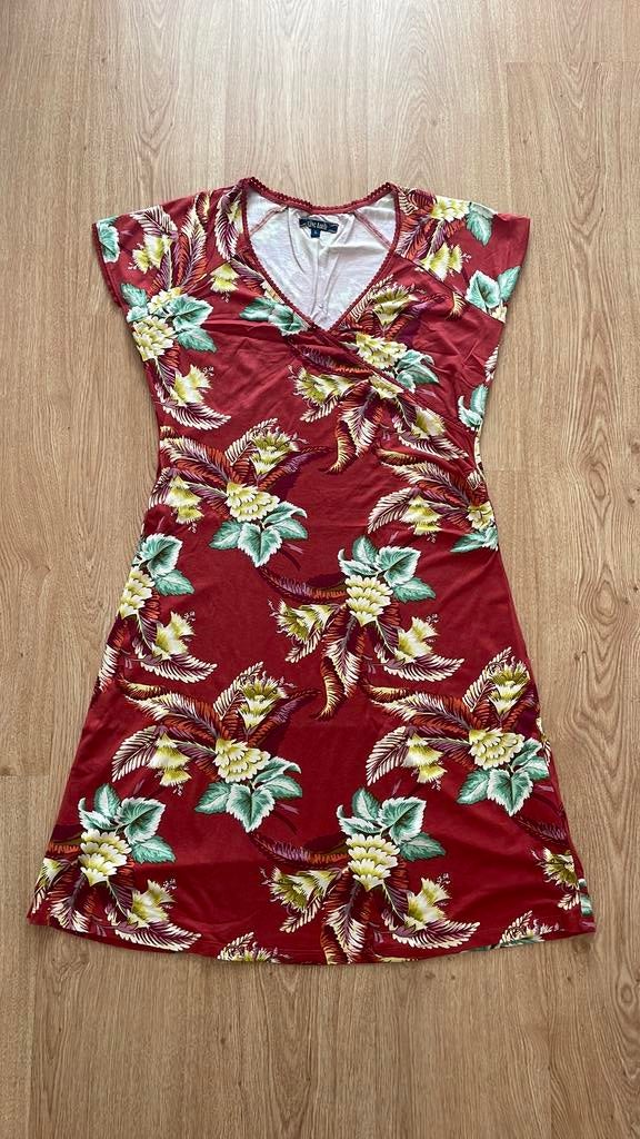 King Louie zomerjurkje maat L roestbruin bloemen, Maat 38/40 (M), Bruin, Ophalen of Verzenden, Zo goed als nieuw