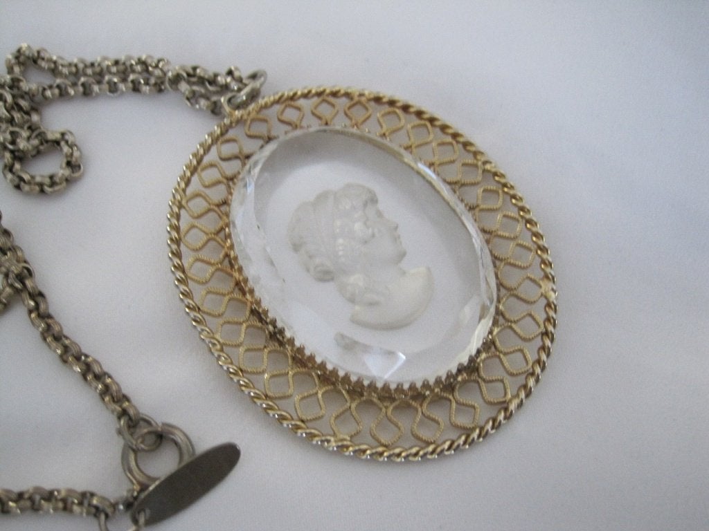 Kettinghanger glas camee Whiting & Davis, Sieraden, Tassen en Uiterlijk, Verzenden, Gebruikt, Overige kleuren, Overige materialen