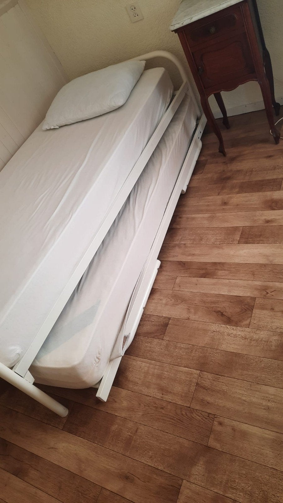 Onderschuifbed, Ophalen, 90 cm, Wit, Tweepersoons