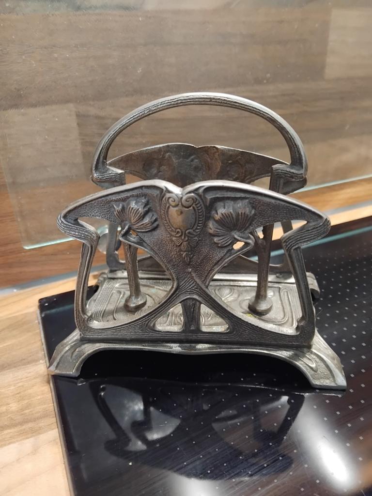 Antieke Art Nouveau / Jugendstil brievenhouder - Verbronsd m, Ophalen of Verzenden