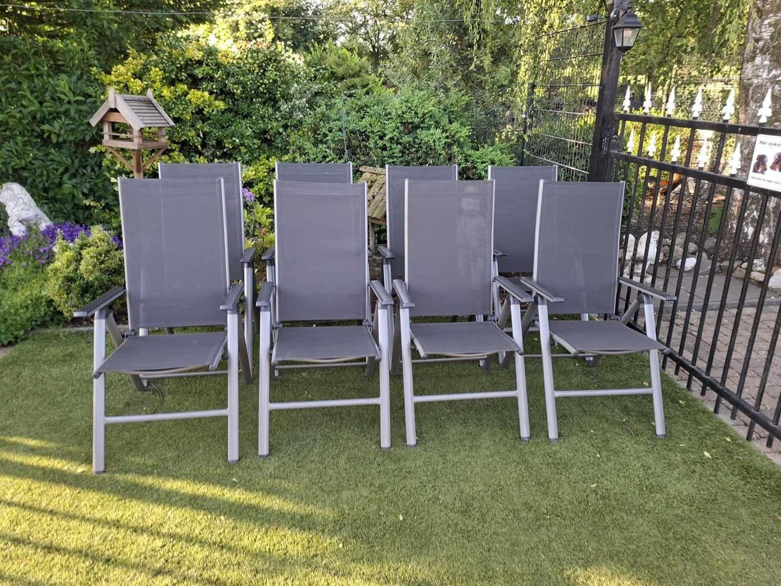 8 verstelbare tuinstoelen, Ophalen, Gebruikt, Aluminium, Verstelbaar