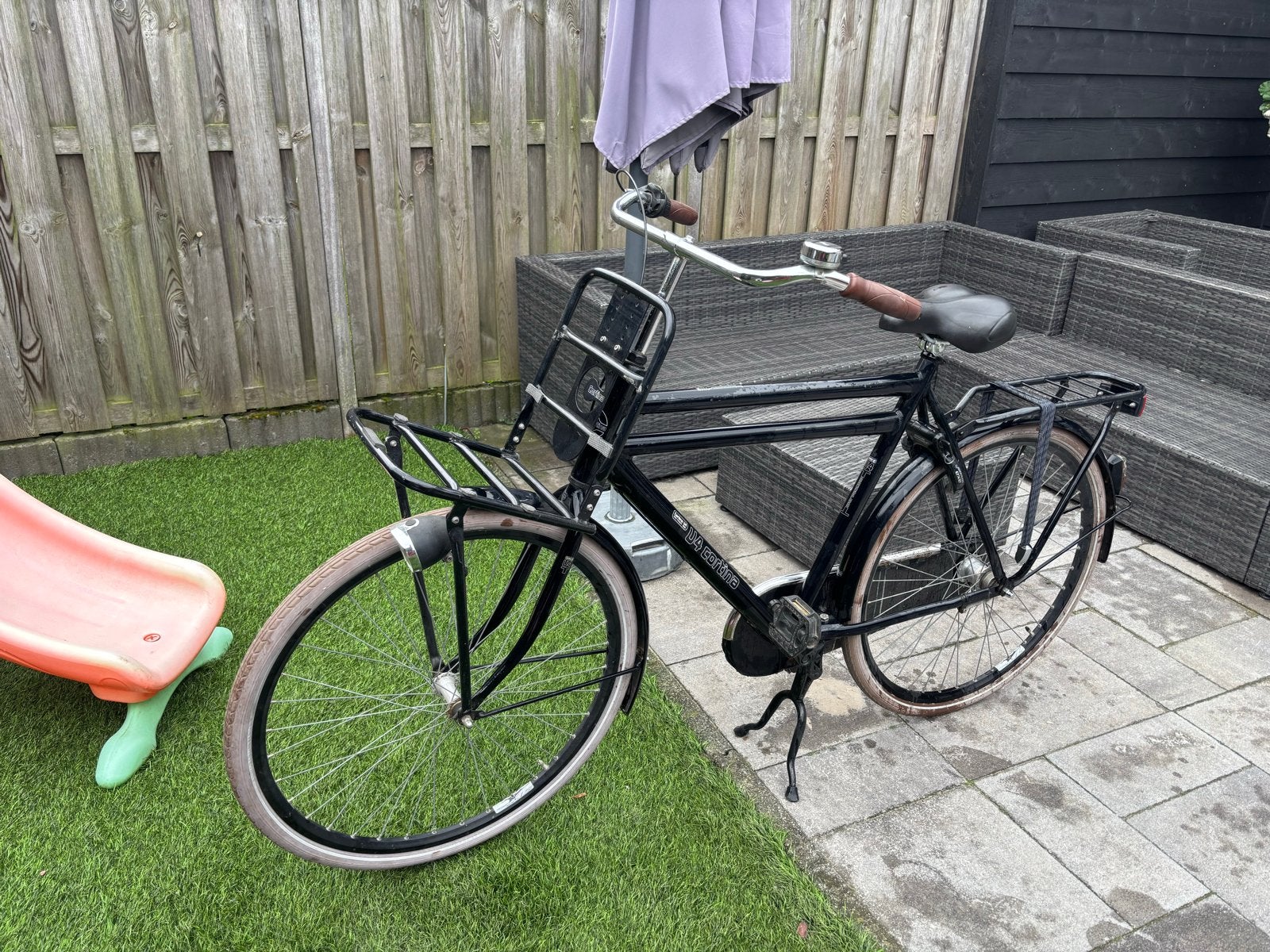 Cortina U4 Transportfiets - Zwart, Heren, Terugtraprem, Gebruikt, Versnellingen, 61 tot 65 cm