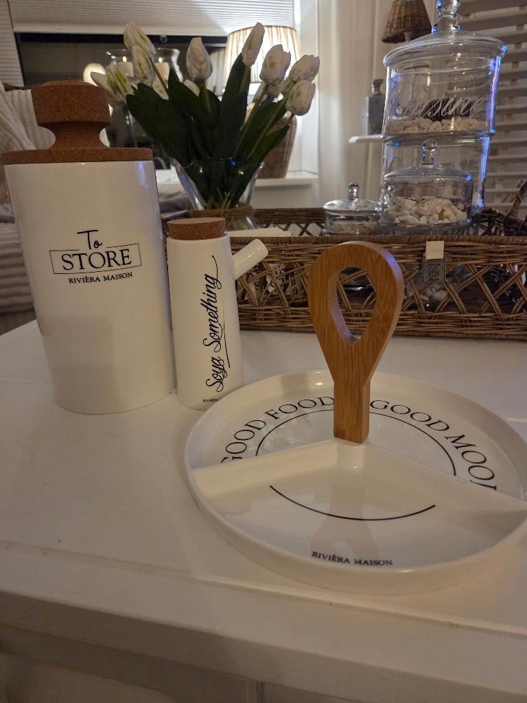 Zgan/nieuw   riviera maison   3 delige set, Huis en Inrichting, Keuken | Servies, Ophalen of Verzenden, Zo goed als nieuw, Porselein