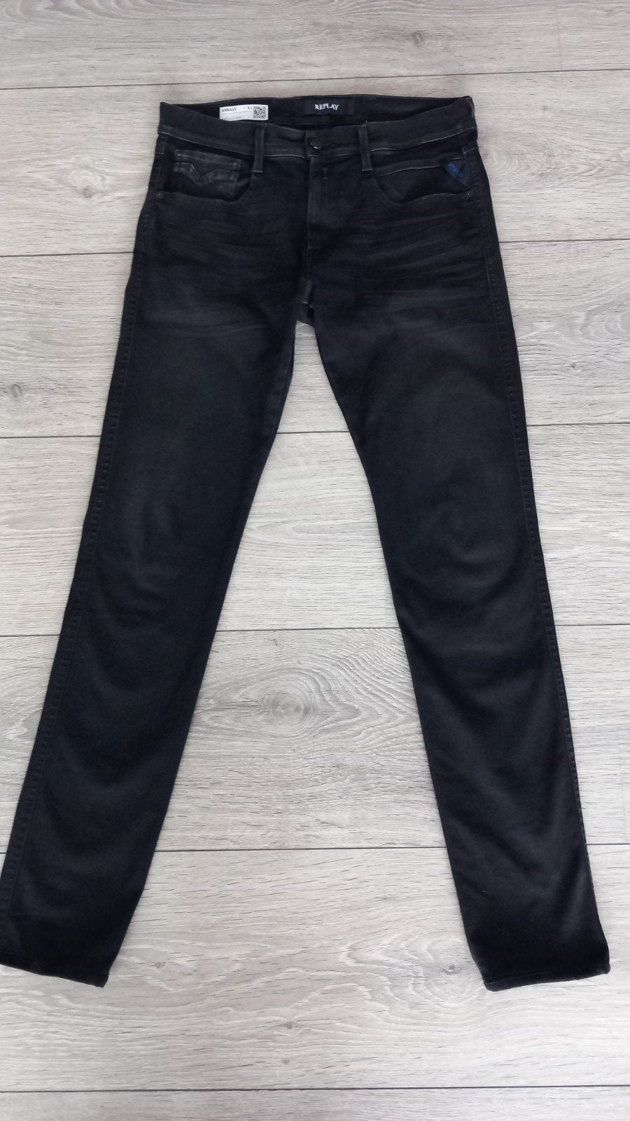 REPLAY*ANBASS HYPERFLEX X-L.I.T.E ZWARTE JEANS NIEUW!!, Zwart, W32 (confectie 46) of kleiner, Ophalen of Verzenden, REPLAY.