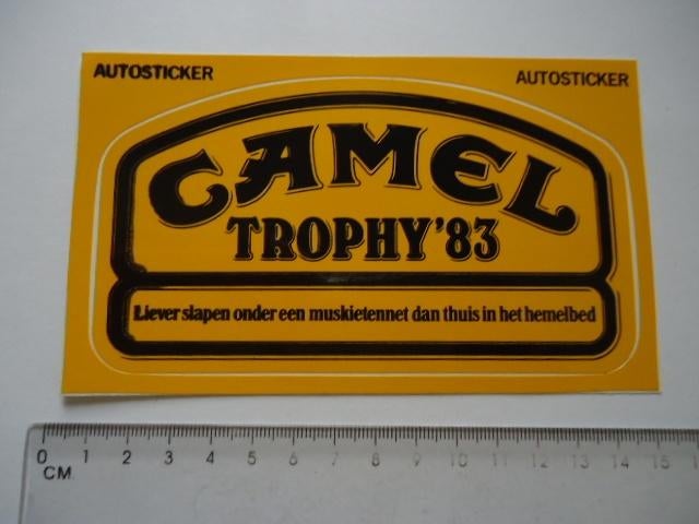 sticker oud Camel trophy 83 race rally landrover, Verzenden, Zo goed als nieuw, Bedrijf of Vereniging