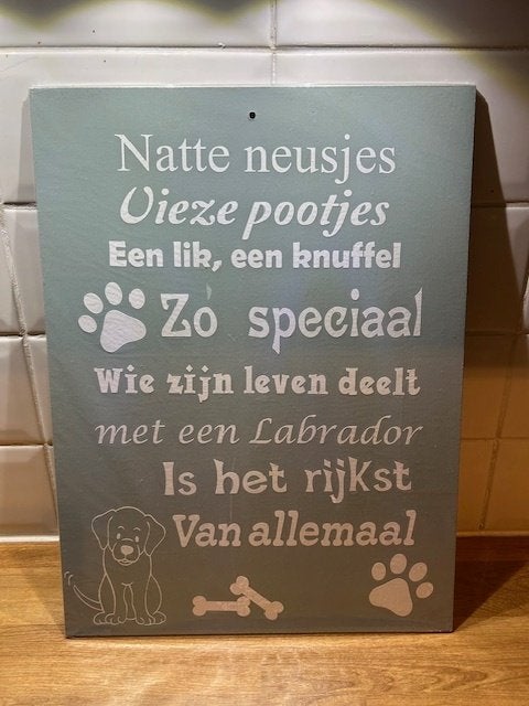 K33-NIEUW decoratief wandbord Labrador 30x40cm, Ophalen of Verzenden, Nieuw