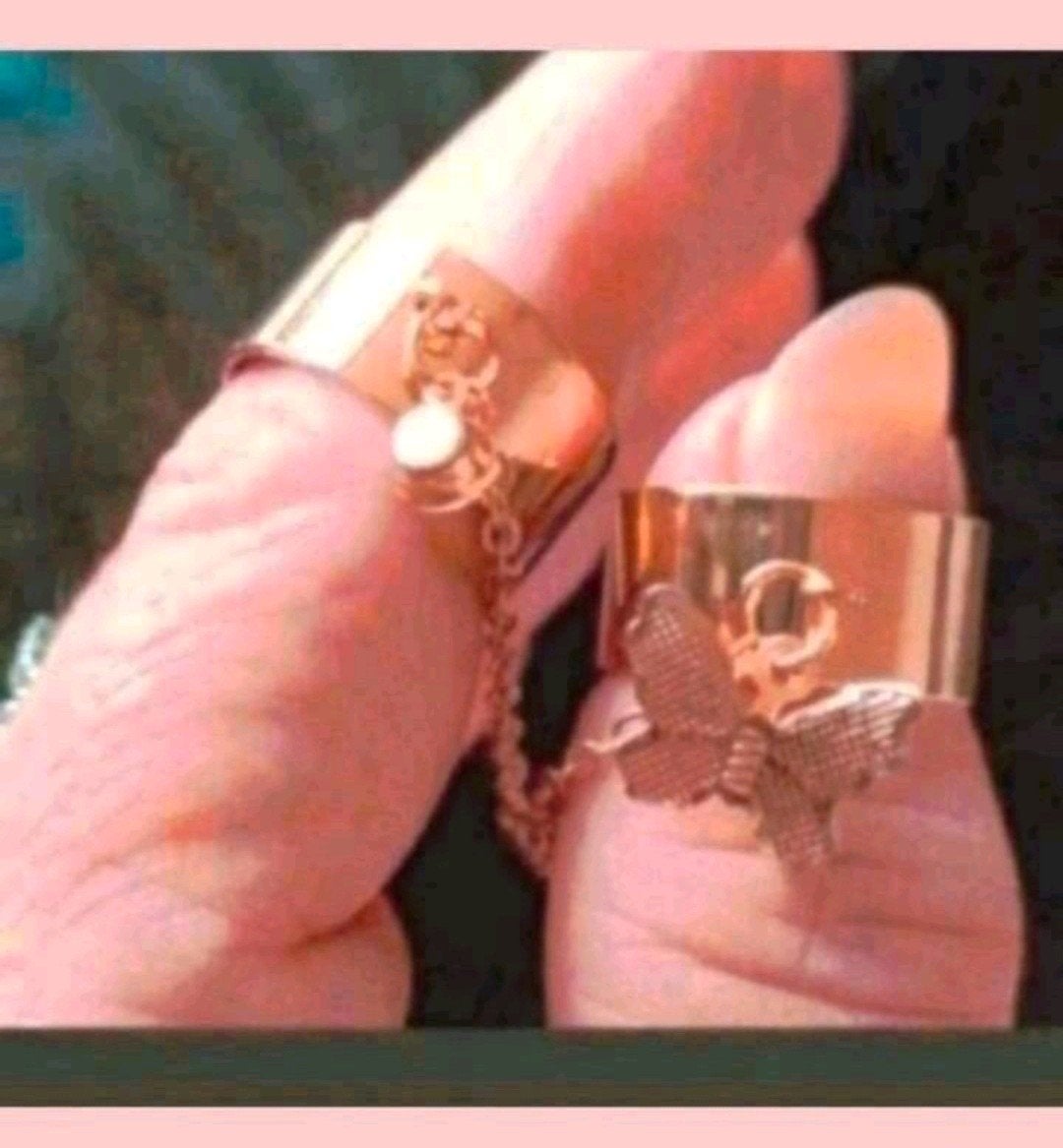 ring 2 aan een open met vlinder, Verzenden, Nieuw, Goud