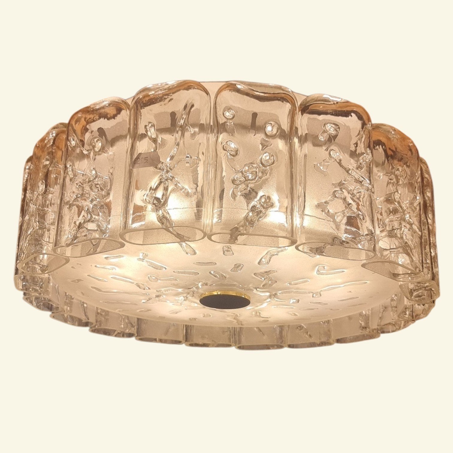Prachtige plafondlamp, ijsglas en messing Doria leuchten, Ophalen of Verzenden, ,, ,, ,
