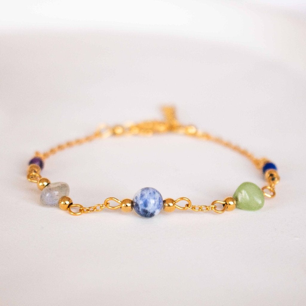 Armband edelsteen sterrenbeeld Boogschutter, Met bedels of kralen, Staal, Blauw, Nieuw