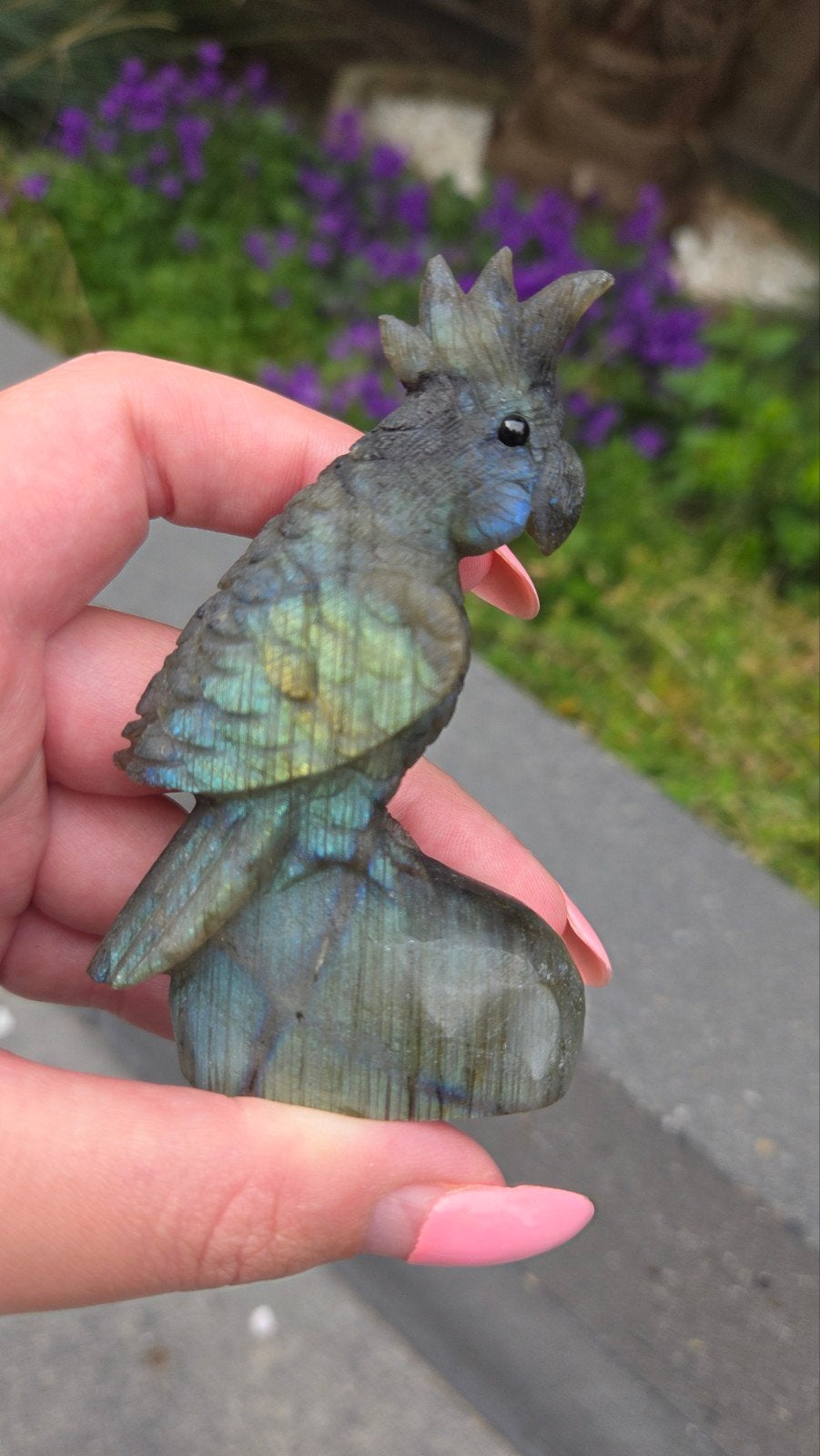 Unieke Labradoriet Papegaai Carving - 9 cm hoog, Ophalen of Verzenden