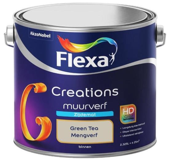 FLEXA CREATIONS Muurverf Zijdemat Green Tea 2,5 liter, Ophalen of Verzenden, Nieuw