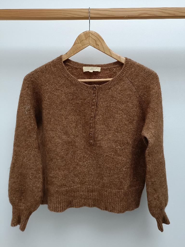 Heerlijk zachte trui La Maille Sezane S bruin gemêleerd, Kleding | Dames, Truien en Vesten, Zo goed als nieuw, Maat 38/40 (M)