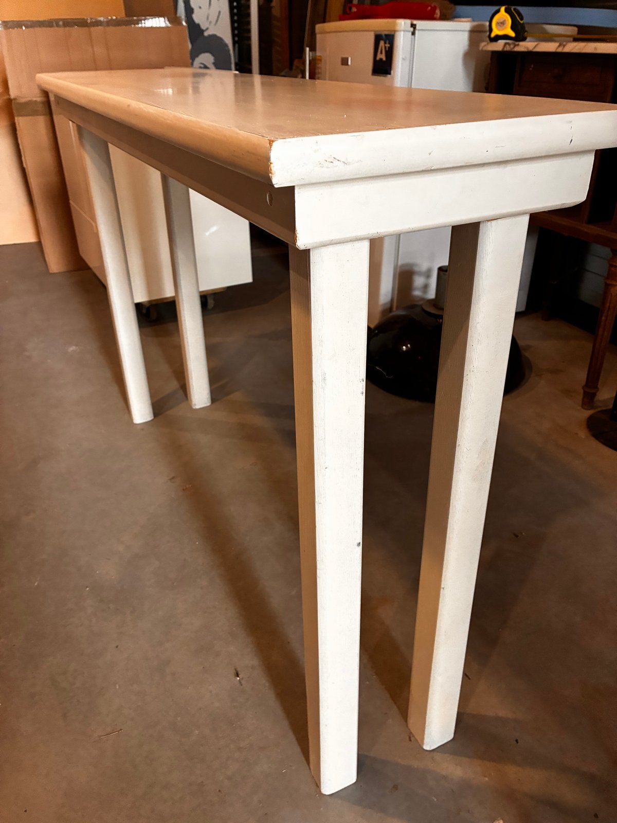 Witte sidetable, 114 x 31 x 76 cm, Huis en Inrichting, Ophalen, Gebruikt, 100 tot 150 cm, Overige houtsoorten