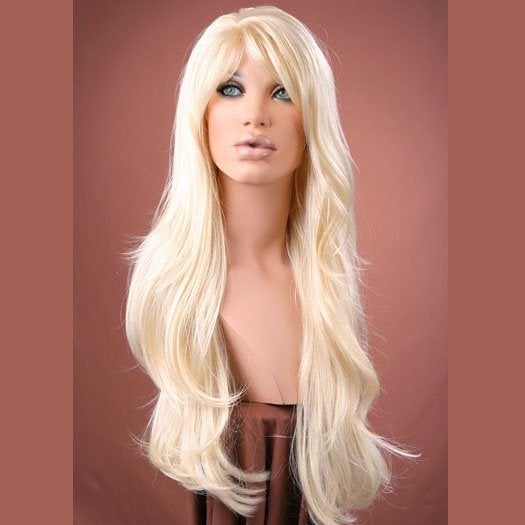 Pruik lang lichtblond haar met slagen model Carmen, Verzenden, Nieuw, Pruik of Haarverlenging