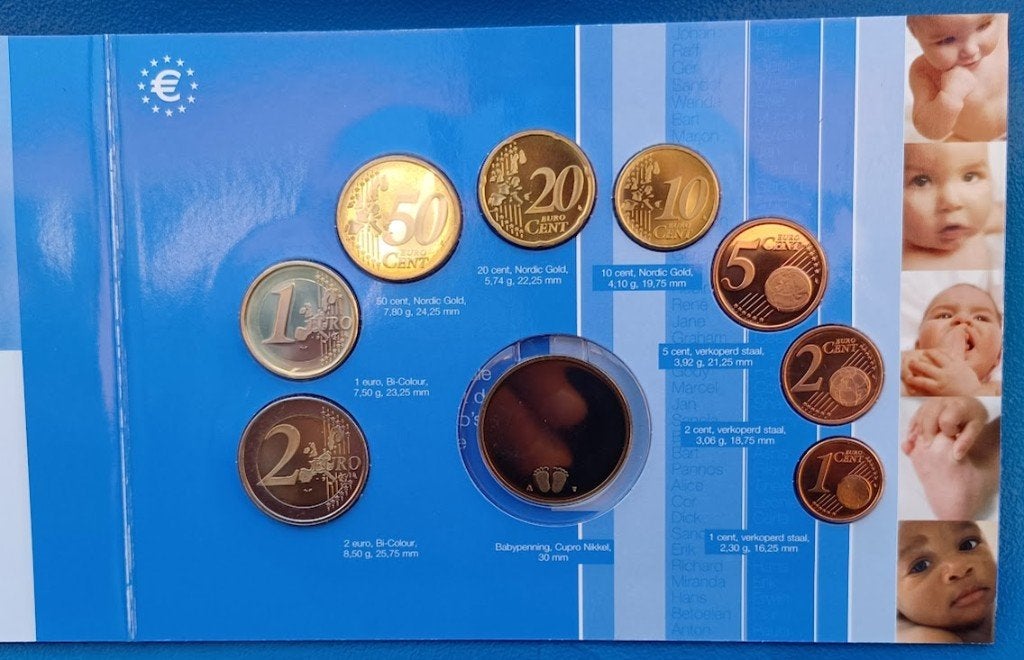 BU Geboorteset 2005 - Babyset Jongen met Babypenning, Verzenden, Koningin Beatrix, Euro's, Setje