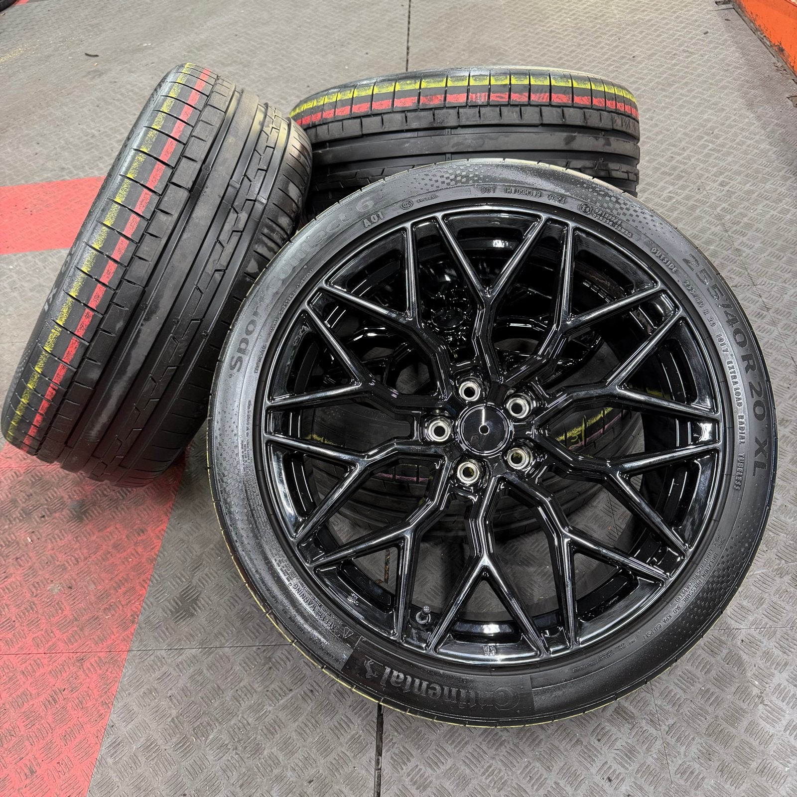 Vossen look velgen 20 “ Continental SportContact 6, Gebruikt, 255 mm, Banden en Velgen, Ophalen of Verzenden