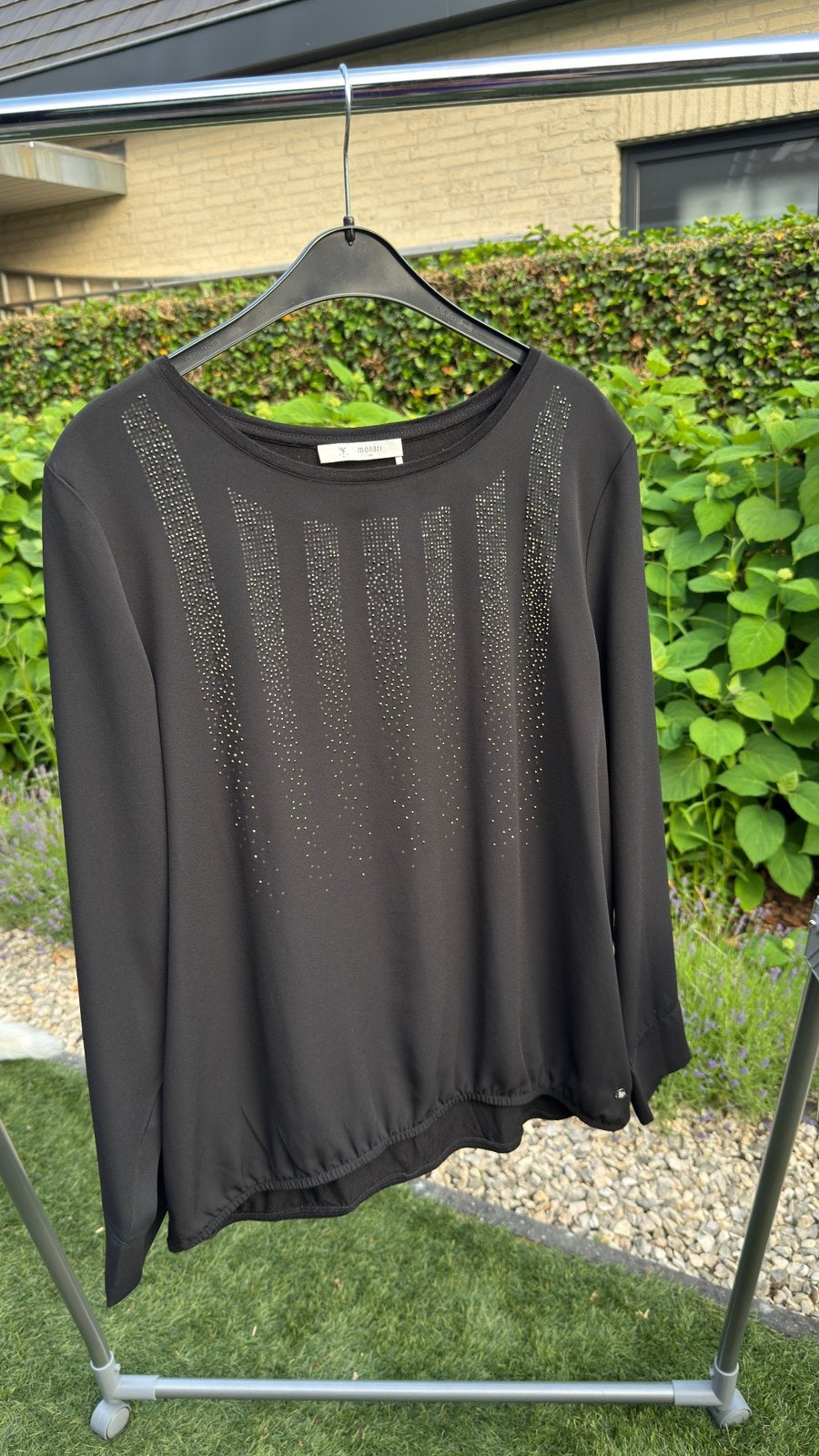 Monari blouse met steentjes, maat M, Kleding | Dames, Maat 38/40 (M), Zwart, Ophalen of Verzenden, Lange mouw