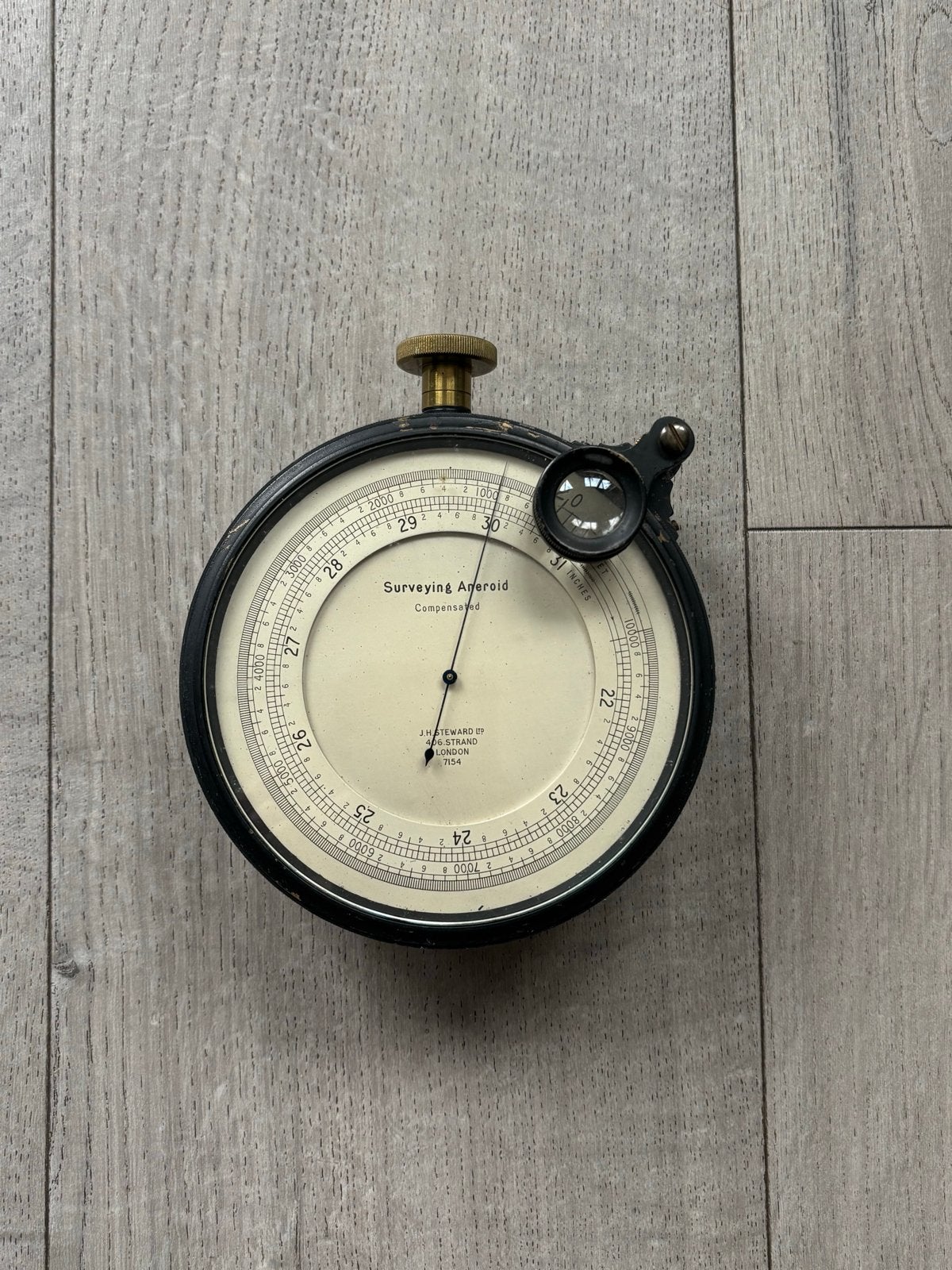 Vintage Barometer met Vergrootglas - J.H. Steward London, Ophalen of Verzenden, Gebruikt, Barometer