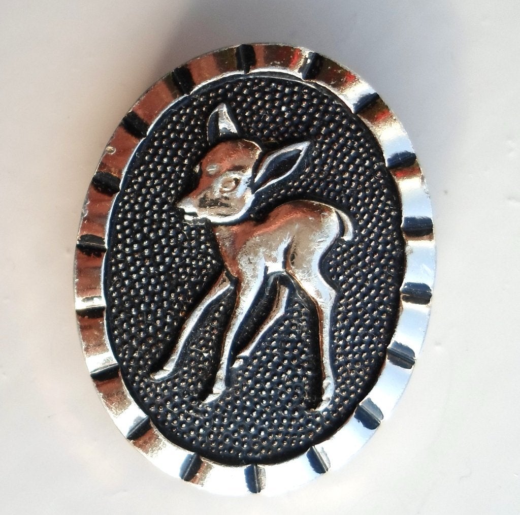 Metalen Broche/ clip hert. Bambi. Zilverkleurig., Ophalen of Verzenden, Zo goed als nieuw, Zilver, Overige materialen