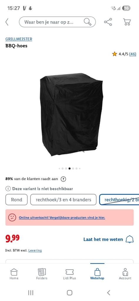 Lidl BBQ Hoes Grillmeister 112x80x55 cm Zwart, Ophalen of Verzenden, Nieuw, Grillmeister