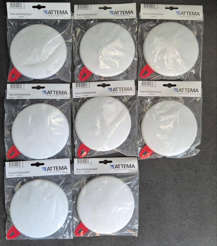 NIEUW: 8x Attema Sierafdekplaat rond Ø 125mm wit (AT1340), Doe-het-zelf en Verbouw, Elektra en Kabels, Ophalen of Verzenden, Nieuw