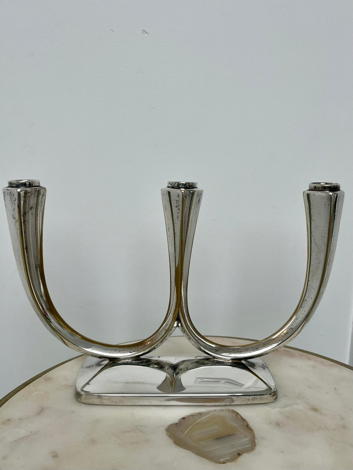 WMF - Grote MCM Kandelaar (28cm) - Verzilverd & Messing, Gebruikt, Overige merken, Ophalen of Verzenden, 28 cm