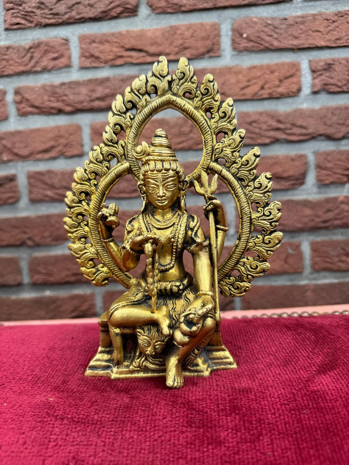 Bronzen Shiva Beeld met Los Aurascherm - 19.5 cm, Minder dan 20 cm, Ophalen of Verzenden, Brons, Beeld