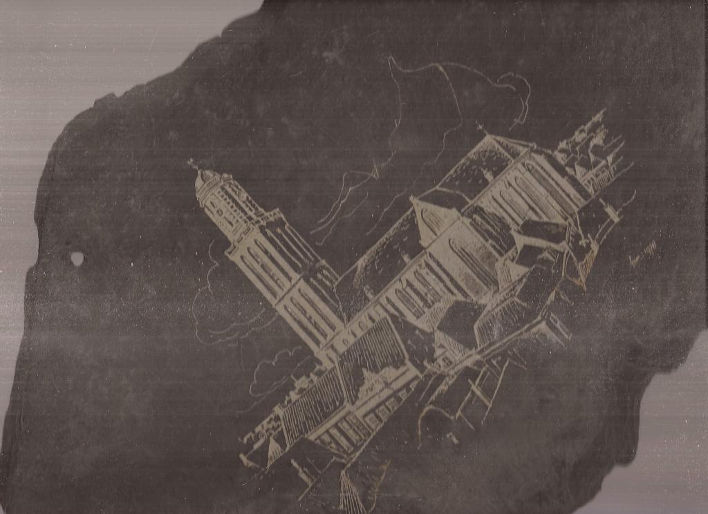 Zwolle Zeefdruk op lei 1978 ontwerp Han Prins O.L.V. Kerk, Ophalen