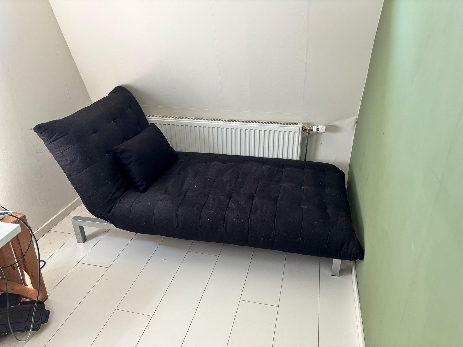 Zwarte slaapbank/ligbed, verstelbaar, Ophalen, Gebruikt, Zwart, 200 cm