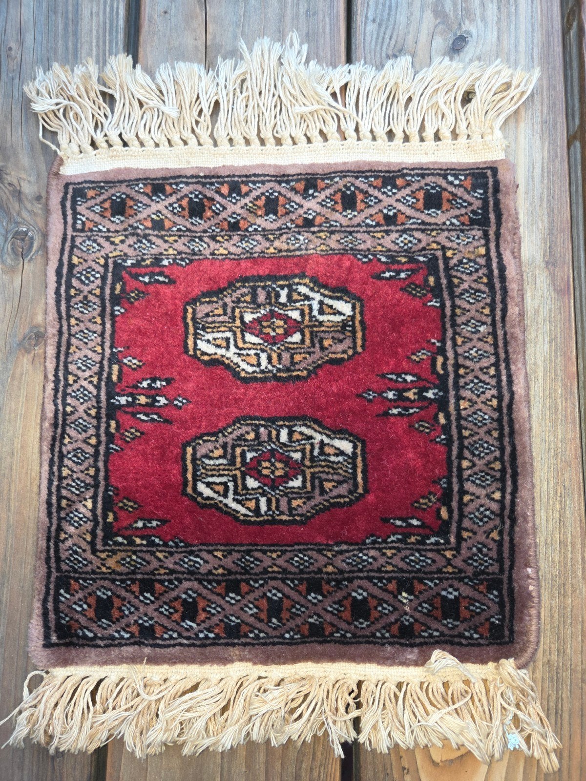 Vintage (Baluch) Perzisch tapijtje 31x33 cm, Minder dan 50 cm, Gebruikt, Vierkant, Minder dan 50 cm