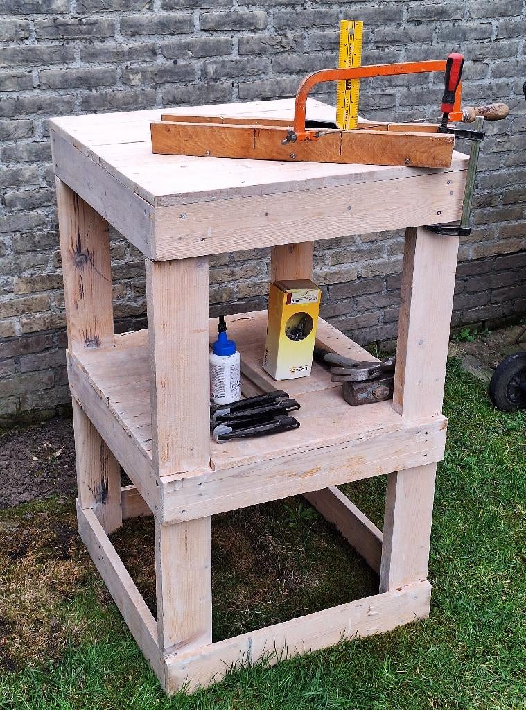 Houten werkbank 60x60x100cm, Ophalen, Zo goed als nieuw, Minder dan 70 cm