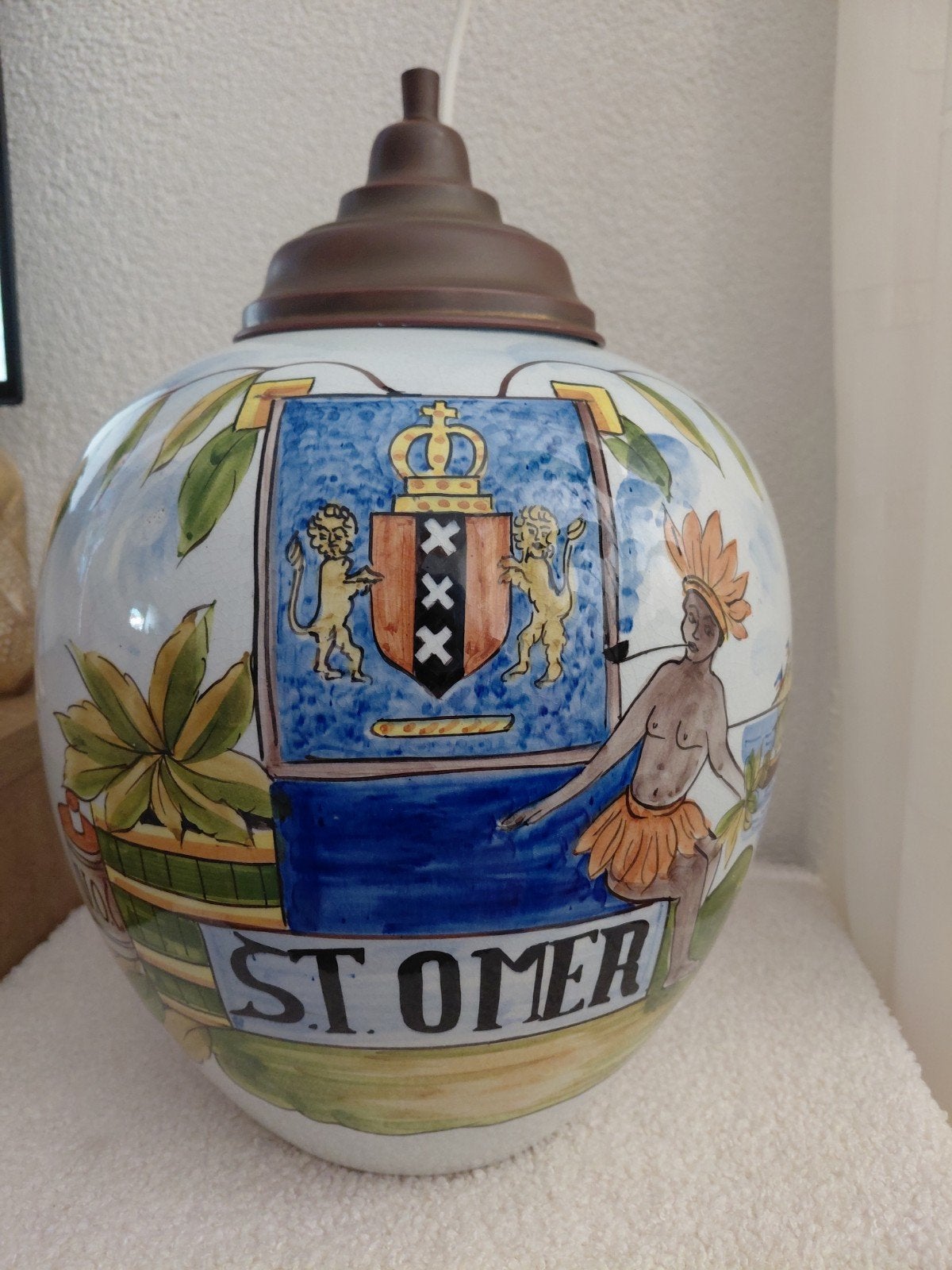 VOC Tabakspot St. Omer - 38 cm hoog en puntgaaf, Antiek en Kunst, Ophalen of Verzenden