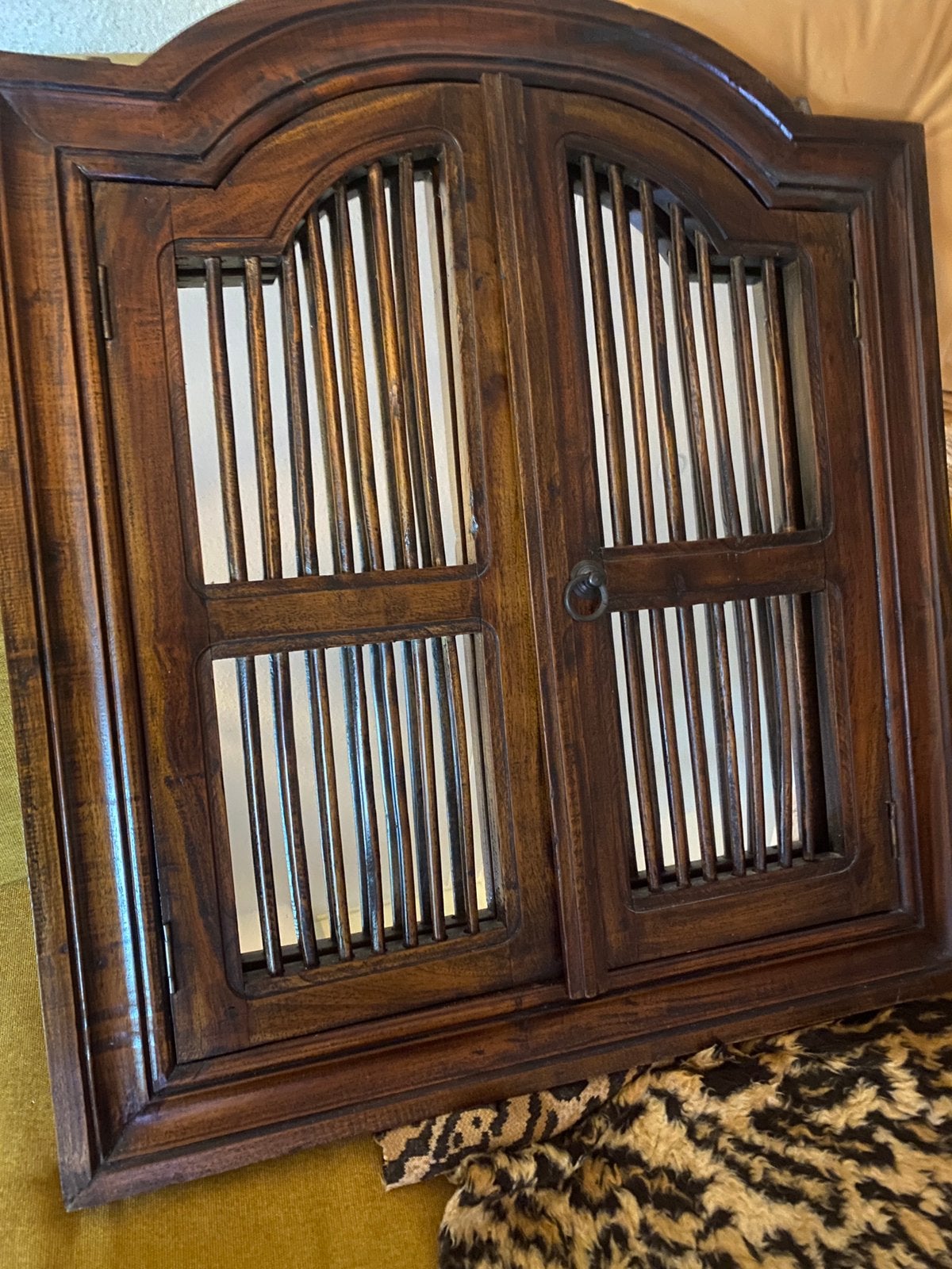 Houten oosterse spiegel met luiken 35 euro!, Ophalen, Gebruikt, 75 tot 100 cm, Minder dan 100 cm