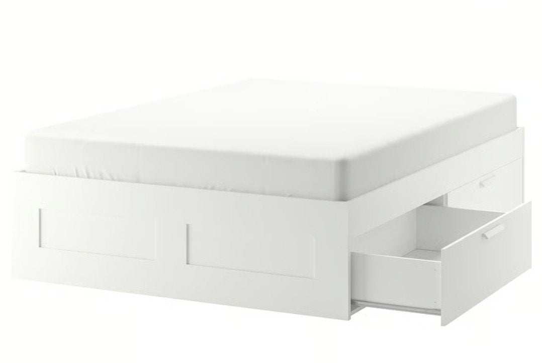 Ikea Brimnes bed met lades 180x200, Ophalen, Gebruikt, Wit, Tweepersoons