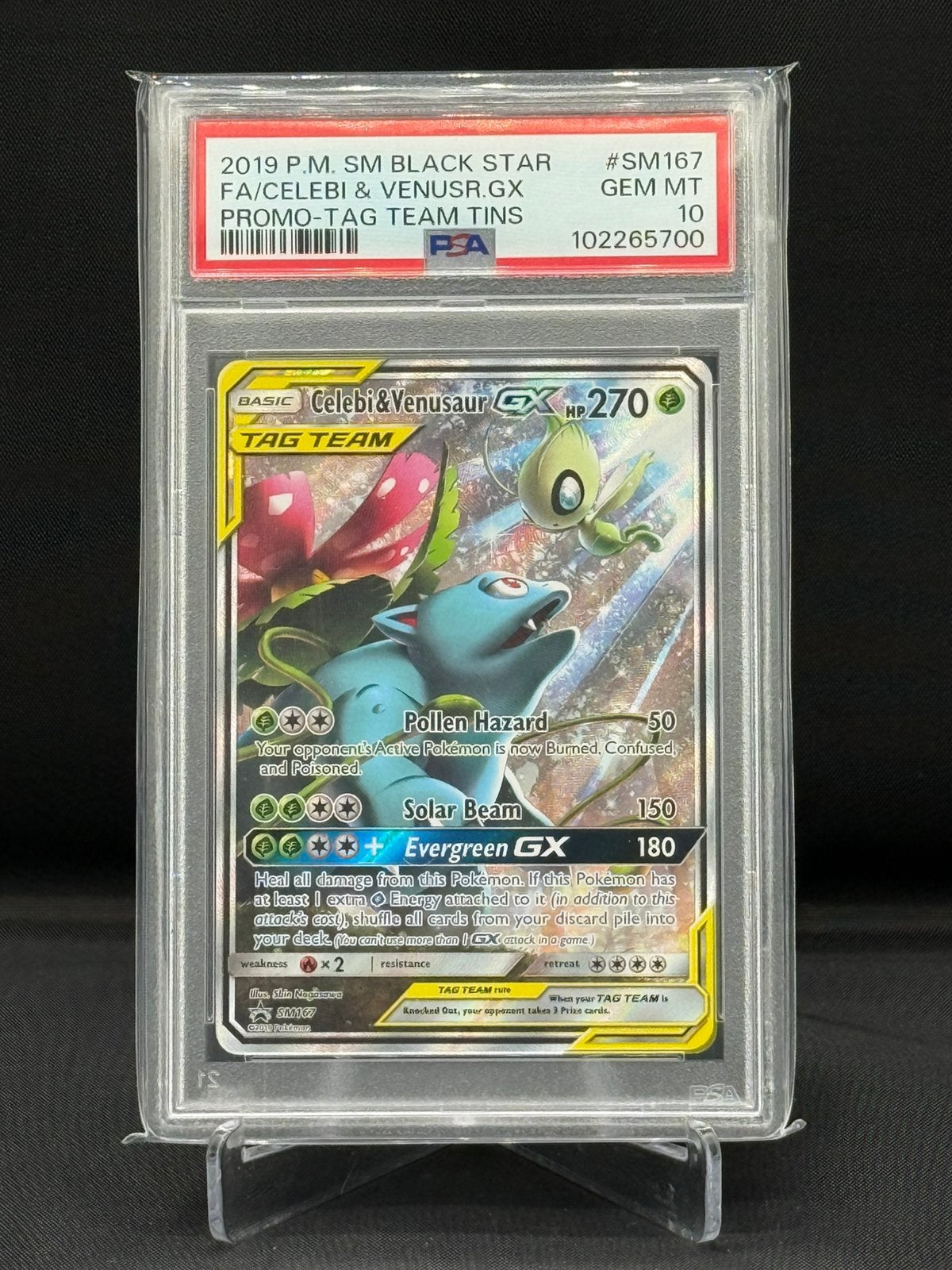 Celebi & Venusaur GX SM167 (PSA 10) ~ Tag Team Promo, Ophalen of Verzenden, Nieuw, Losse kaart