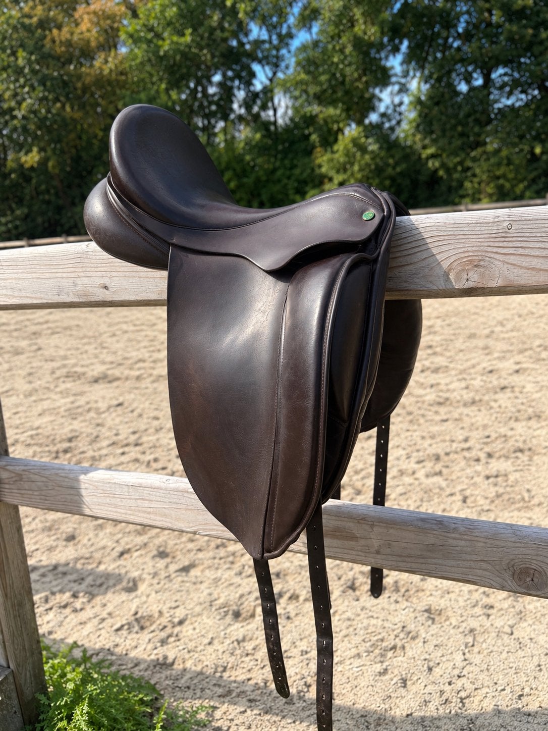Hulsebos Balance+ dressuurzadel – 17,5 inch – donkerbruin, Dieren en Toebehoren, L (17.5 inch), Gebruikt, Dressuur, Wijd