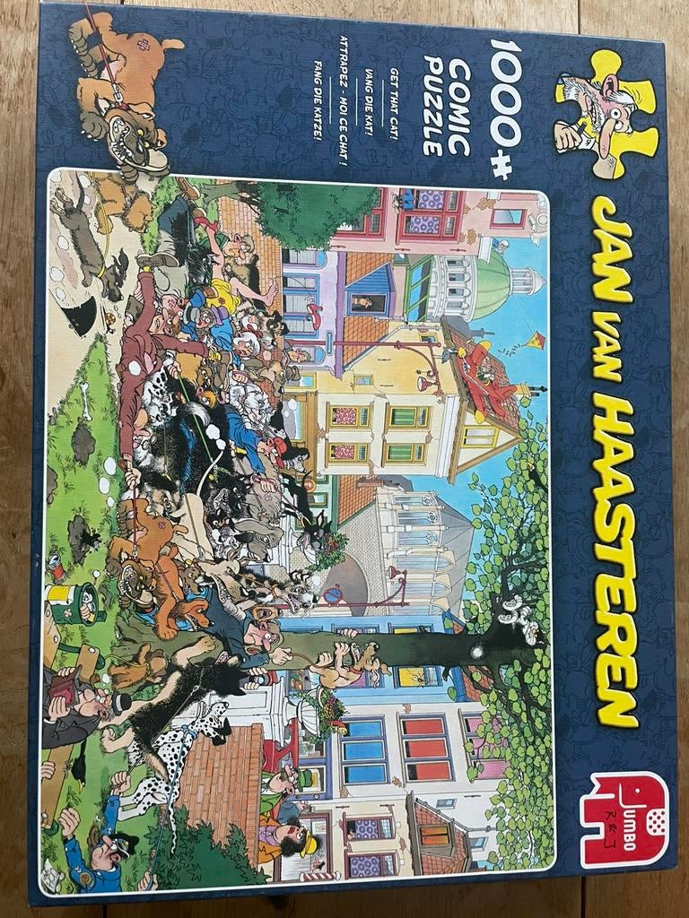 Van Haasteren puzzel 1000 stuks “vang die kat” €8,00, Ophalen, 500 t/m 1500 stukjes, Zo goed als nieuw
