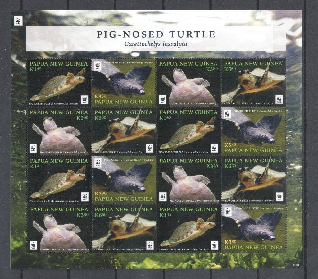 WWF postzegelvel v/d Nieuw-Guinese Tweeklauwschildpad, Postzegels en Munten, Ophalen of Verzenden, Postfris, Dier of Natuur