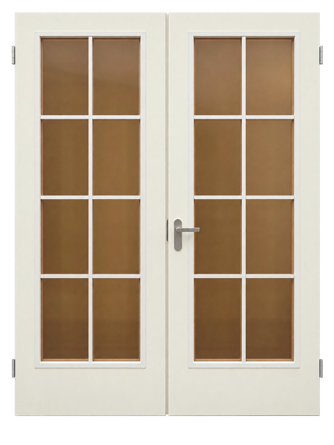 Dubbele binnendeur met glas - Crème wit, Doe-het-zelf en Verbouw, Ophalen, Gebruikt, Binnendeur, Hout