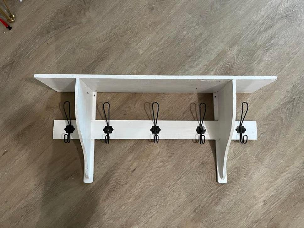 Brocante kapstok wit met plank, Huis en Inrichting, Woonaccessoires | Kapstokken, Gebruikt, Minder dan 100 cm, Hout, Ophalen