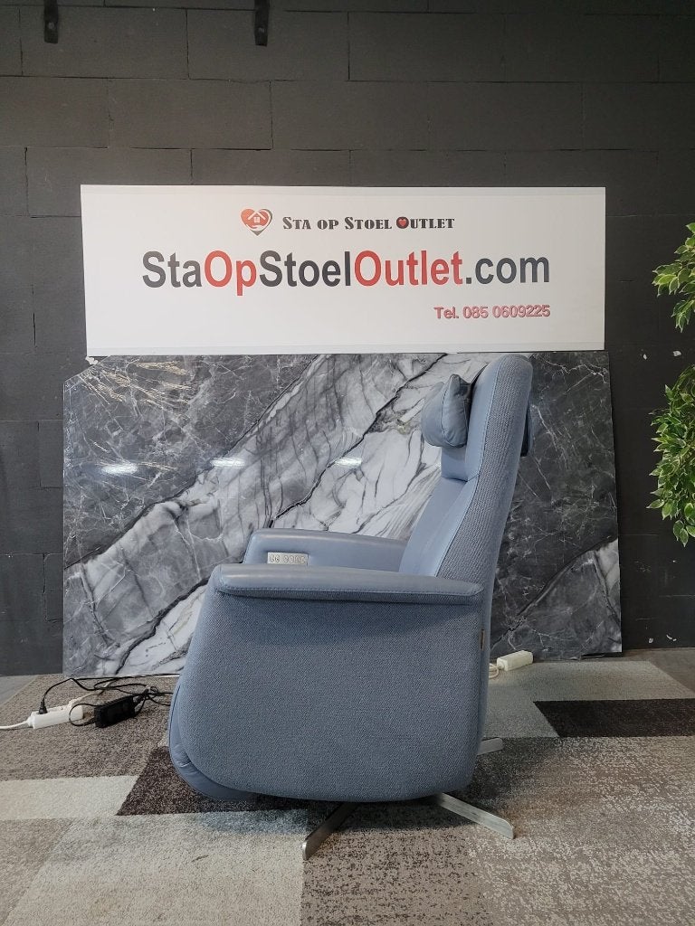 Staopstoel Prominent Toscana Blauw met tiptoetsen, Gebruikt, Minder dan 75 cm, Ophalen of Verzenden, Leer