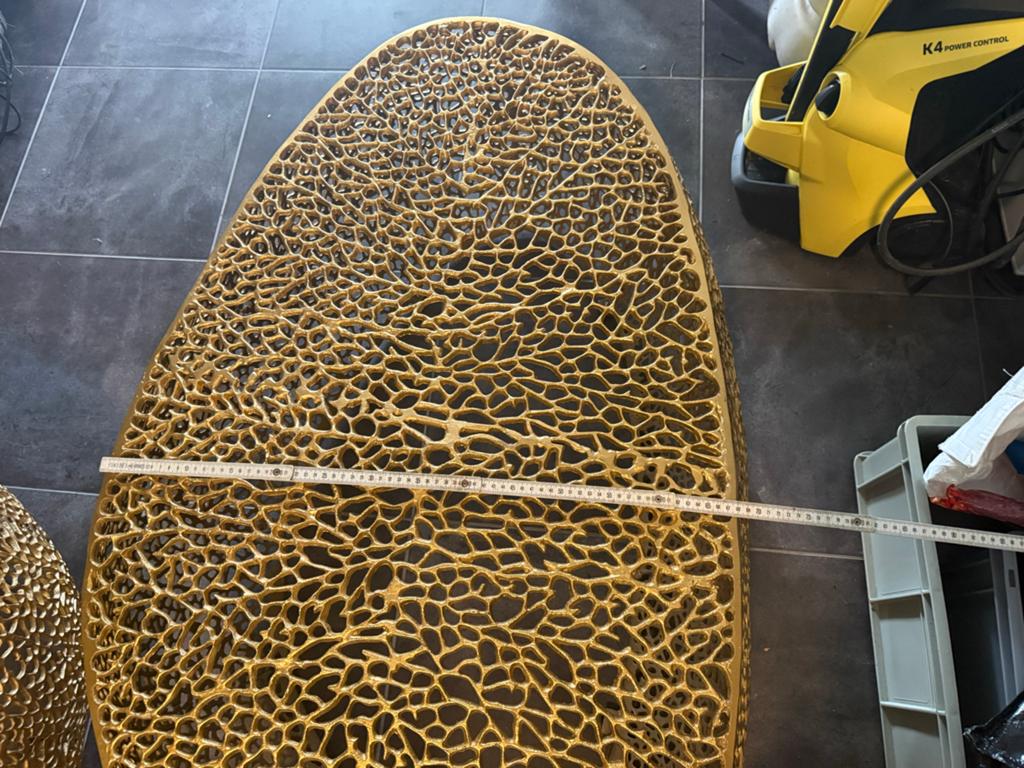 Set van 3 Gouden Stalen Salontafels - Modern Design, Huis en Inrichting, Tafels | Salontafels, Gebruikt, 100 tot 150 cm, Metaal
