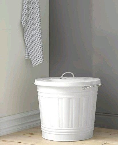 Knodd Ikea Ton Afvalemmer Afval Emmer met Deksel Wit 16 l, Ophalen of Verzenden, Gebruikt, Metaal, Wit
