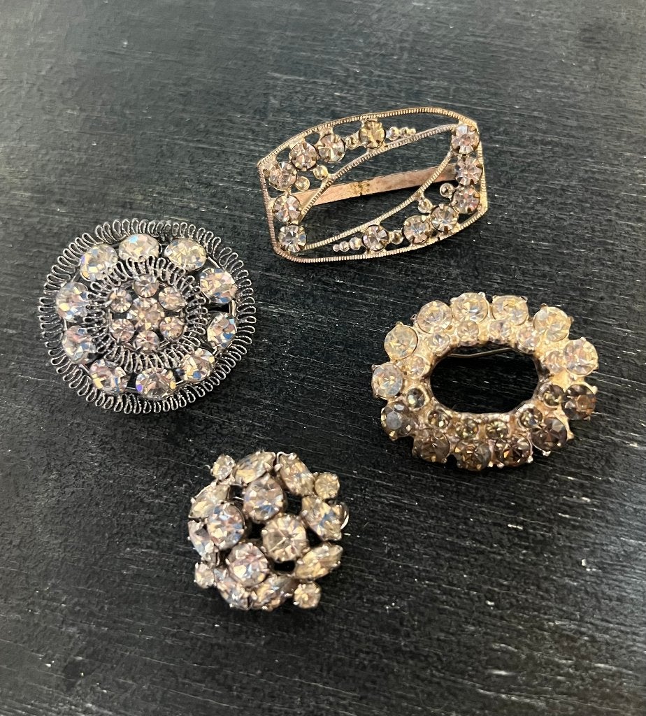 Vintage antieke rhinestones strass broches costume jewelry, Ophalen of Verzenden, Overige materialen, Broche