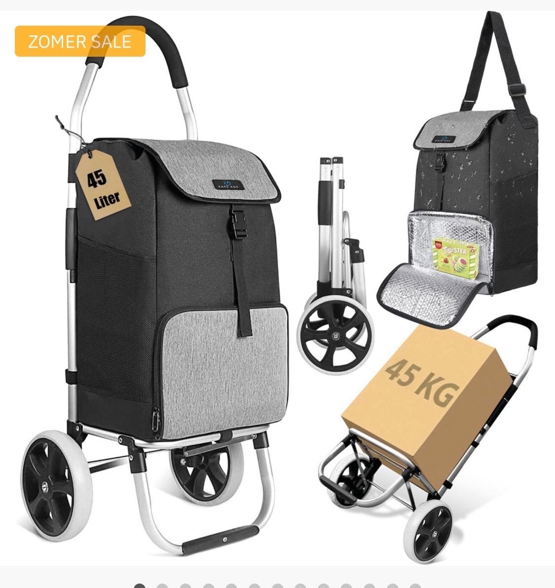 Save age boodschappentrolley, Ophalen, Zo goed als nieuw, Grijs, 30 cm of meer