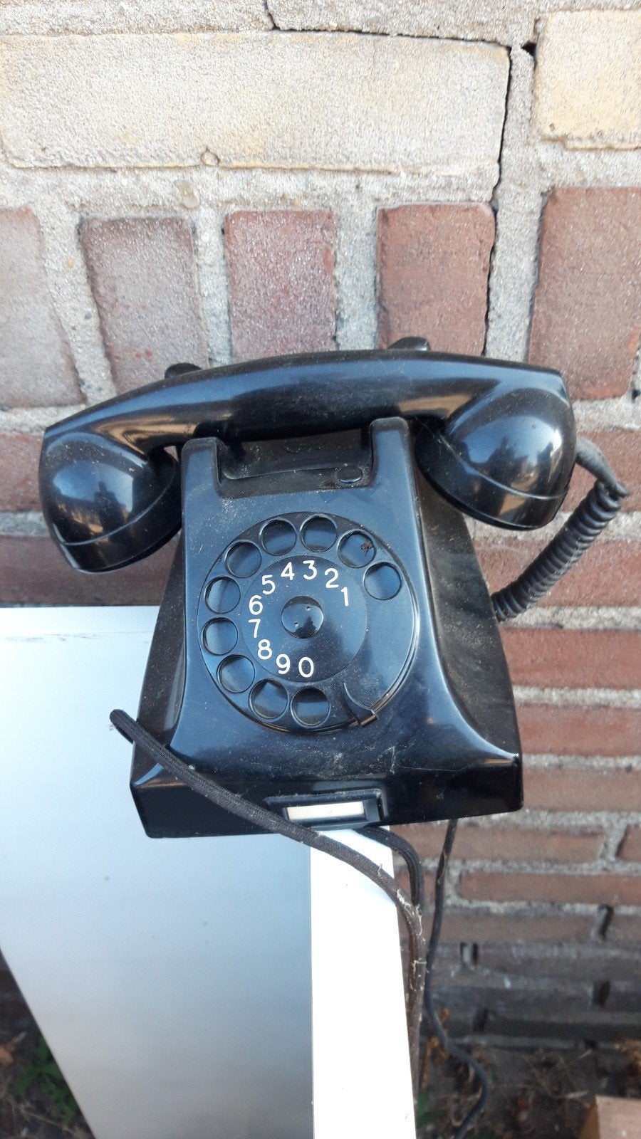 Vintage Zwart Bakelieten Telefoon met Draaischijf, Ophalen of Verzenden, Gebruikt, Met draaischijf