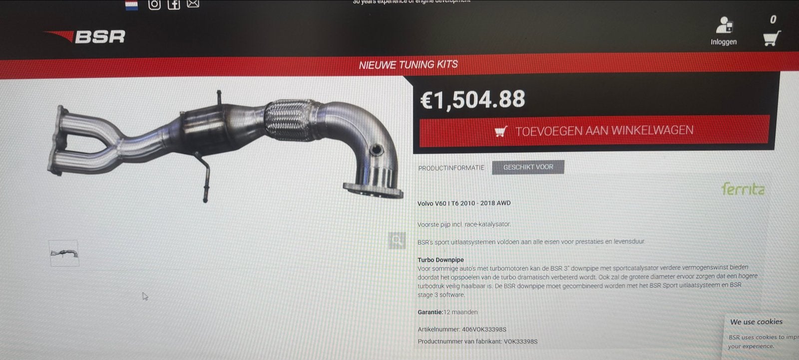BSR Sport Downpipe voor Volvo V60 I T6 2010-2018 AWD, Auto-onderdelen, Ophalen, Nieuw, Volvo
